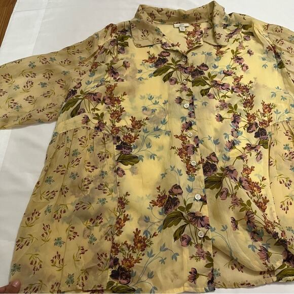 J.Jill Vintage Floral Print Button Down Sheer Long Sleeve Lightweight Plus 2x - Picture 3 of 9